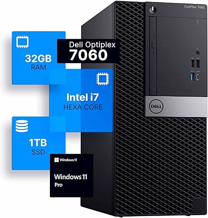 Dell Optiplex 7060 Tower Desktop Computer | Intel i7-8700 (3.4)