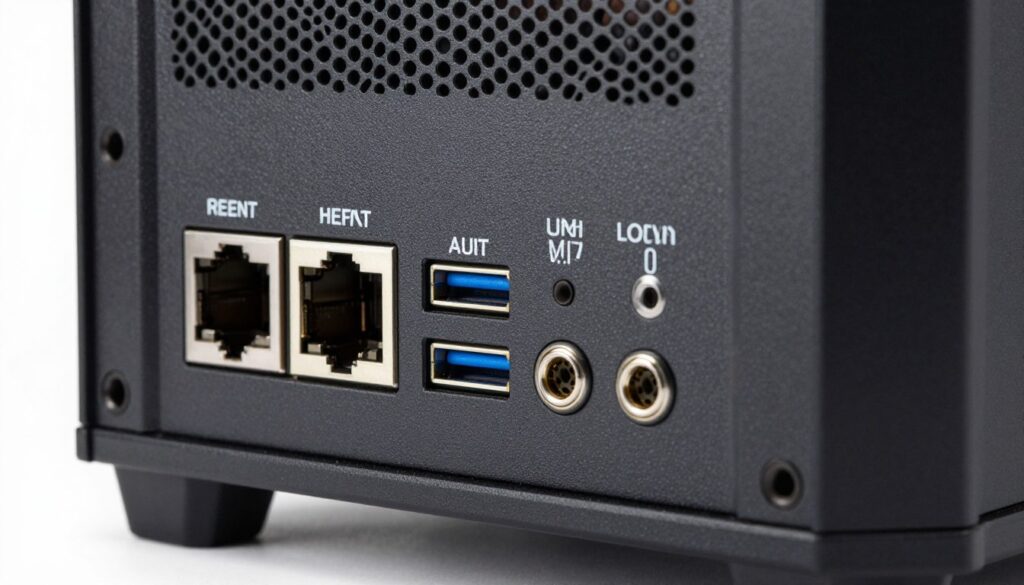 Gaming PC rear panel showing network ports