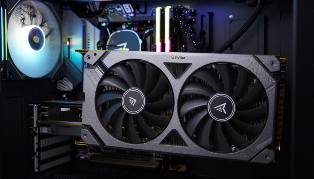 NVIDIA GeForce RTX graphics card installed in gaming PC