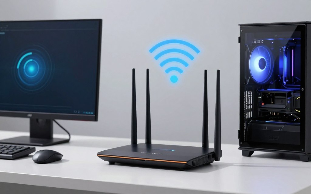 WiFi 6 router and gaming PC connectivity setup